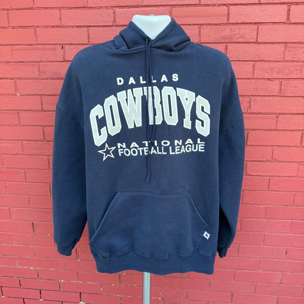 Vtg Dallas Cowboys NFL Russell Athletic Hoodie Sweatshirt XXL Navy Blue Made USA